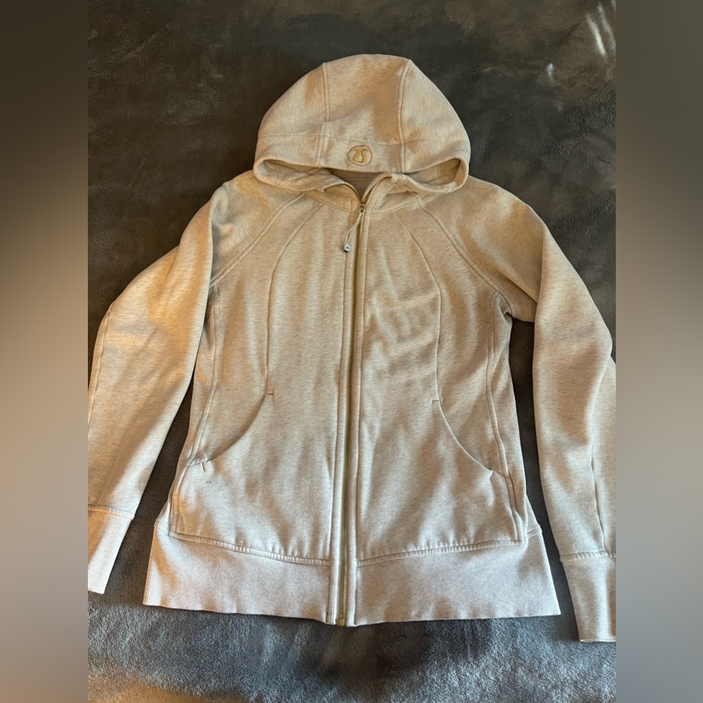 Lululemon Scuba Zip Up 12 Oatmeal/ Gold Hardware